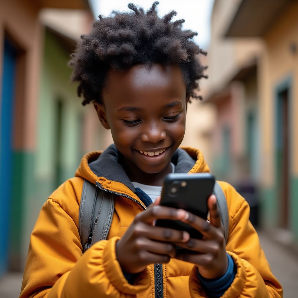 Teen using a mobile wallet app